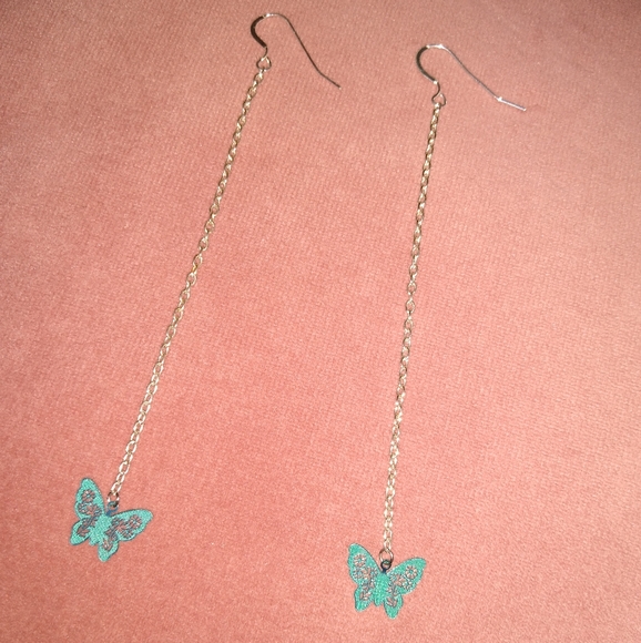 Solid 925 REAL Sterling Silver Ear Wires Handmade Chain Butterfly Earrings New - Picture 10 of 11